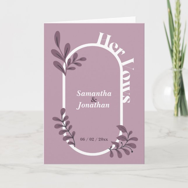 Agradecimento Um Simples Casamento Cor-De-Rosa, O Cartão De Voto (Frente)