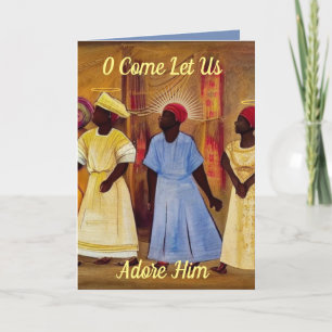 Agradecimento Vamos Adorá-Lo Com Um Cartão De Natal Afrocêntrico