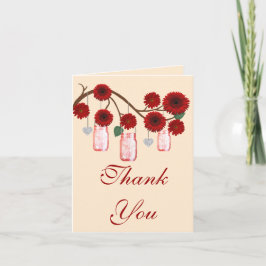 Agradecimento Vasos de Pedra com Flores Vermelhas Cartão de Agra