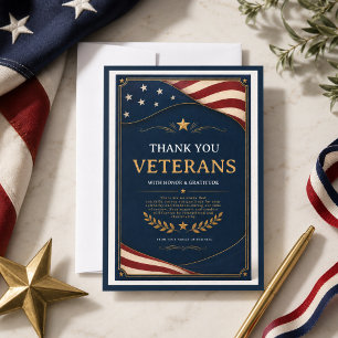 Agradecimento Veteranos Cartão de Apreciação Patriótica para H