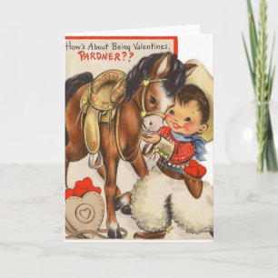 Agradecimento Vintage Little Cowboy & Cartão de Namorados de Pôn