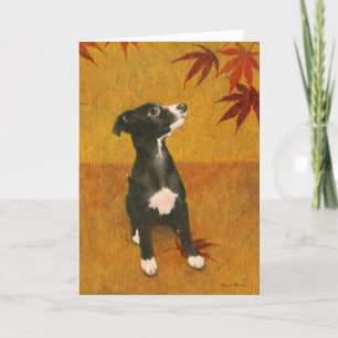 Agradecimento Whippet Puppy No Cartão De Saudação Dourada