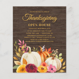 AGRADEÇO AO CONVITE RUSTIC WOOD FLORAL PUMPKINS