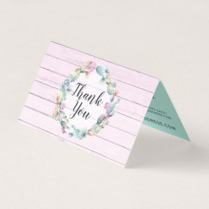 Agradeço Cacto Suculento Aquarela Madeira Rústica