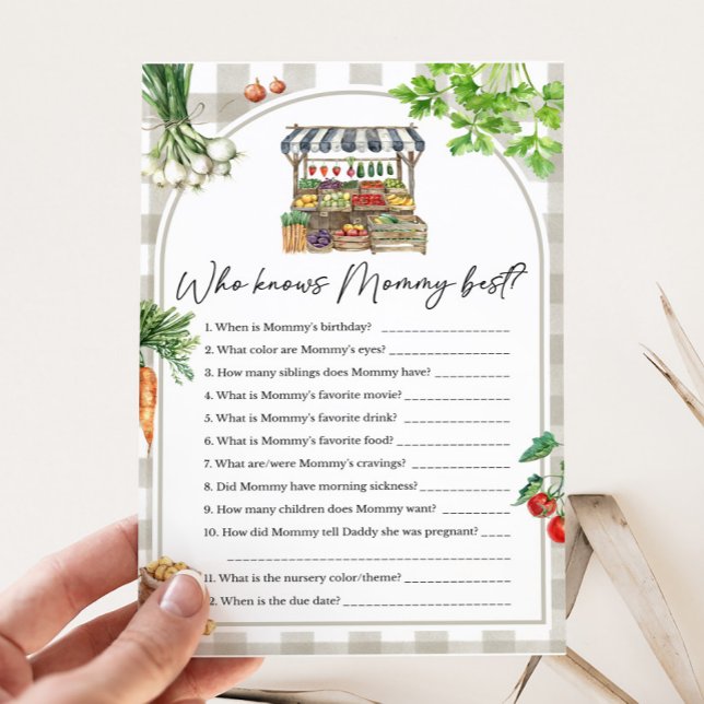 Agricultores Localmente Crescidos Que Conhecem O M (Farmers Market Baby Shower Who knows Mommy Best Game )