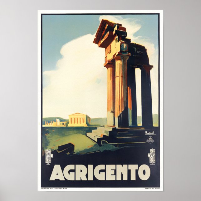 Agrigento Itália viagens vintage de Poster (Frente)
