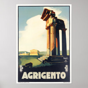 Agrigento Italy vintage travel Poster