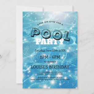 Água Azul Brilhante I Convite para Festa na Piscin