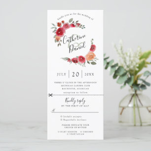 água cor floral convite para casamento w rsvp