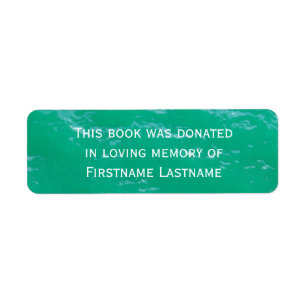 Água da etiqueta da doação do livro