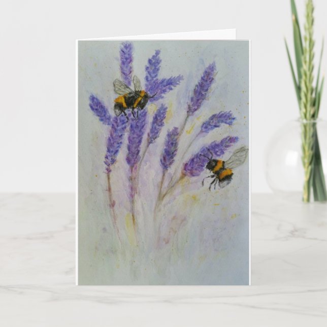 Água de lavanda de abelhas cartão de aquarela mãe  (Frente)