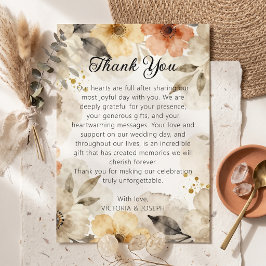 Água de Outono Floral Boho Casamento Agradecimento