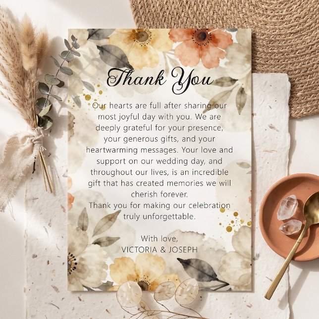 Água de Outono Floral Boho Casamento Agradecimento (Criador carregado)