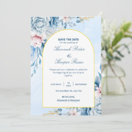 Água-marinha Floral Casamento Save the Date Aquare