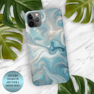 Água Turquesa Azul Branco Mármore Prata