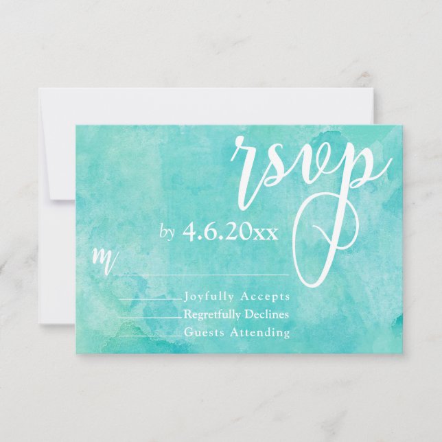 Água Turquesa Elegante Tipografia RSVP (Frente)