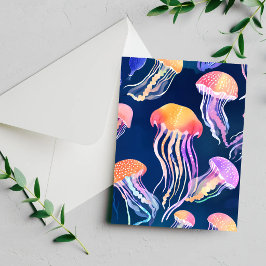 Água-viva Colorida | Carta de Aquarela de Animal M