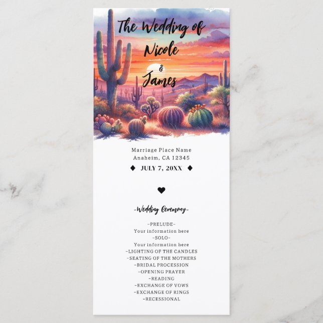 Água-viva do pôr do sol no deserto Programa de águ (Frente)