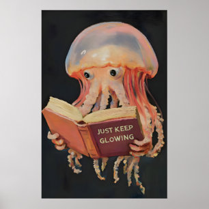 Água-viva Lendo Livro Impressão de Arte - Literári