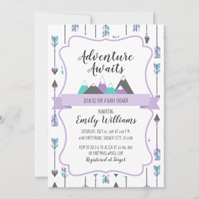 Aguarda Aventura de Convite para Chás de fraldas R (Frente)