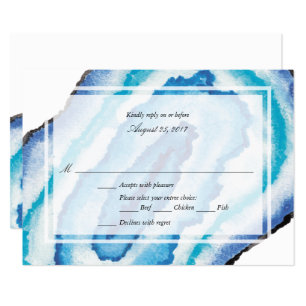Aguarela azul Geodes que Wedding RSVP