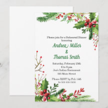 Aguarela botânica do convite do jantar de ensaio