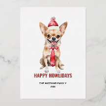 Aguarela Chihuahua de Cabelo Longo Feliz Natalidos