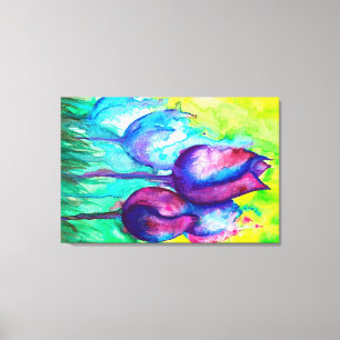 Aguarela das tulipas no impressão das canvas