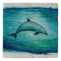 Aguarela do golfinho do ~ da lagoa do índigo