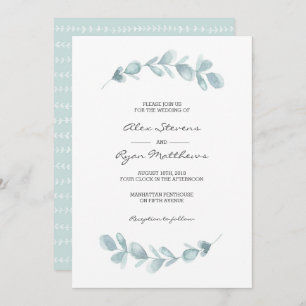 Aguarela do jardim do eucalipto do convite do