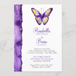 Aguarela do roxo dos convites do casamento da