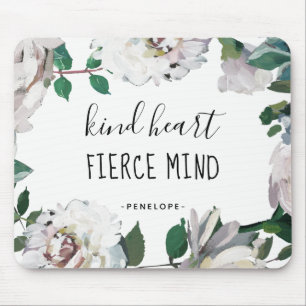 Aguarela feroz Mousepad floral da mente do coraç