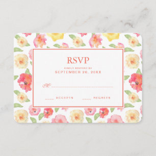 Aguarela floral do rosa & do amarelo - RSVP