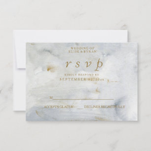 Aguarela moderna RSVP Wedding de mármore azul