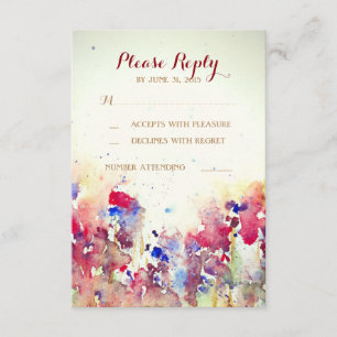 Aguarela romântica que Wedding cartões de RSVP