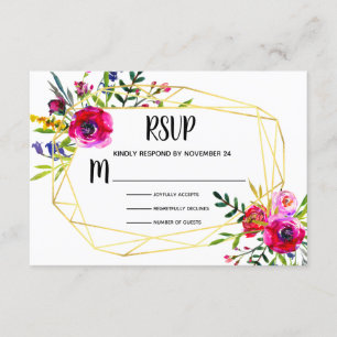 Aguarela RSVP geométrico Dourado floral