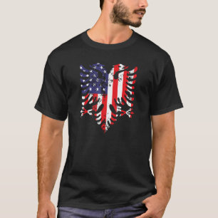 Águia Albanesa Camisa de Bandeira Americana Camisa