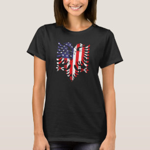 Águia Albanesa Camisa de Bandeira Americana Camisa