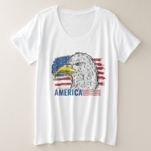 Águia Americana com Bandeira T-Shirt