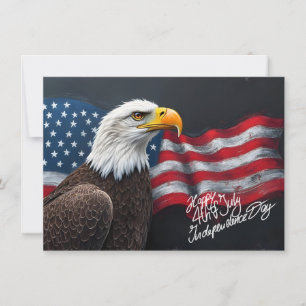 Águia-careca com a Bandeira Americana Arte de 4 de