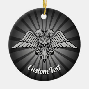 Águia cinza com duas Cabeças de ornamento cerâmico