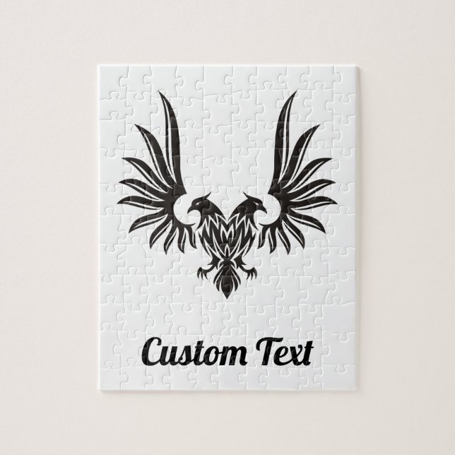 Águia com dois Quebra-cabeça de Cabeças (Vertical)