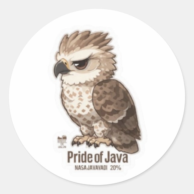 Águia-de-java Kawaii Adesivo - Nação Indonésia (Frente)