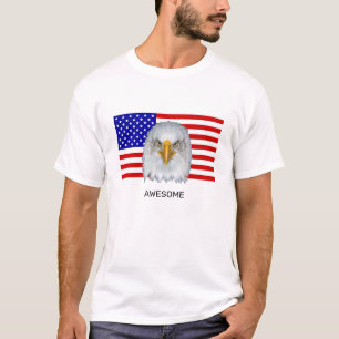 Águia e bandeira americana T-Shirt