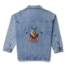 *Águia Patriótica USA FAFO Denim Jaqueta
