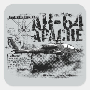 AH-64 Adesivos quadrados Apache