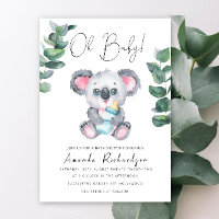 Ah, Bebê! Convite de Chá de Bebê Urso Koala