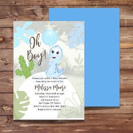 Ah, garoto! Convite Blue Balloon Baby Dinosaur