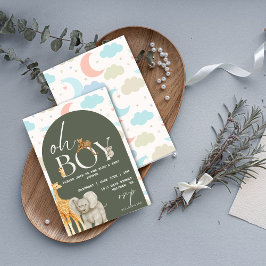 Ah, Menino! Convite para Chá de Bebê de Animais da