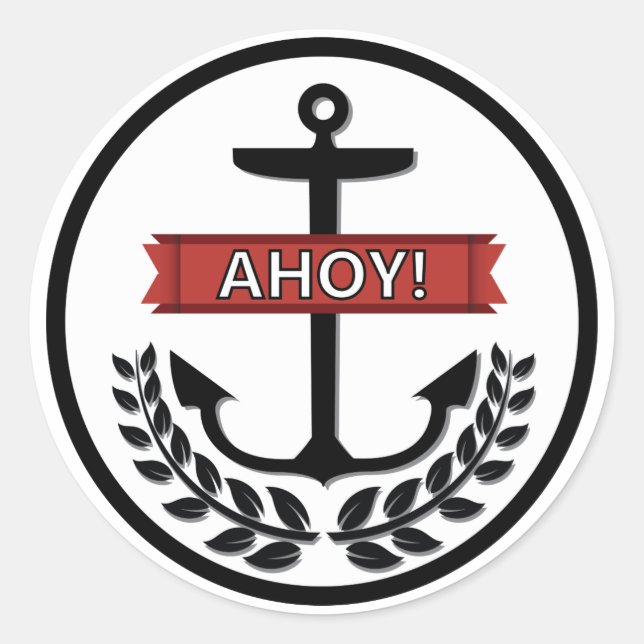 Ahoy - Adesivo redondo clássico, brilhante (Frente)